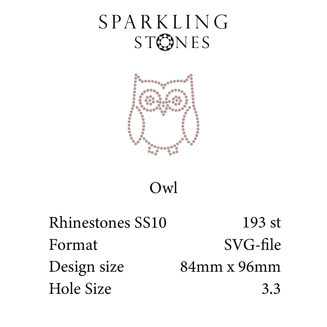 Rhinestone Mall (digital) - Owl (84mm x 96mm) SS10